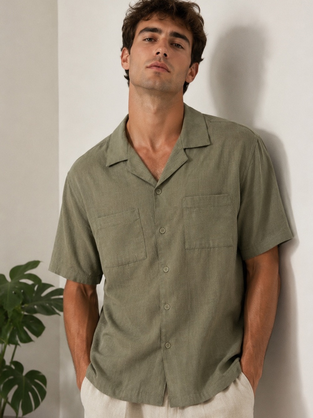 No Boundaries 2XL Sage Resort Shirt NWT Coastal Camp Collar Button Up